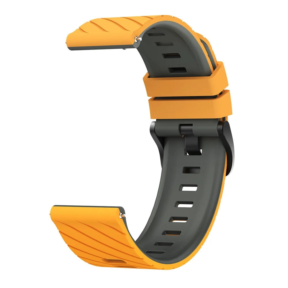 22mm Silicone Strap for Samsung Galaxy Watch3 45mm / Watch 46mm / Huawei Watch GT 5 46mm Dual Color Twill Pattern Watch Band - Yellow / Grey - 4
