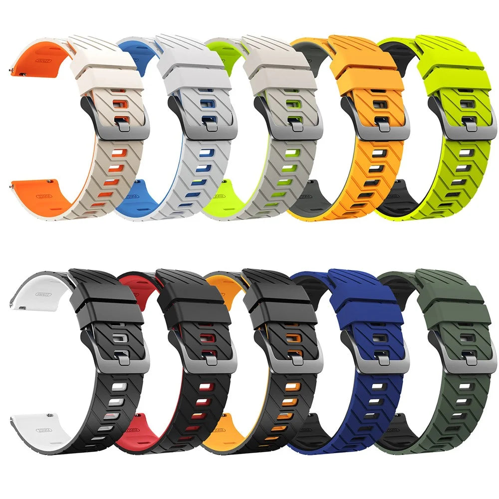 22mm Silicone Strap for Samsung Galaxy Watch3 45mm / Watch 46mm / Huawei Watch GT 5 46mm Dual Color Twill Pattern Watch Band - Yellow / Grey - 7