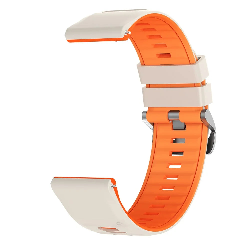 22mm Silicone Strap for Huawei Watch GT 5 46mm  /  5 Pro 46mm  /  Samsung Galaxy Watch3 45mm Dual Color Soft Adjustable Watch Band - Starlight  /  Orange - 3
