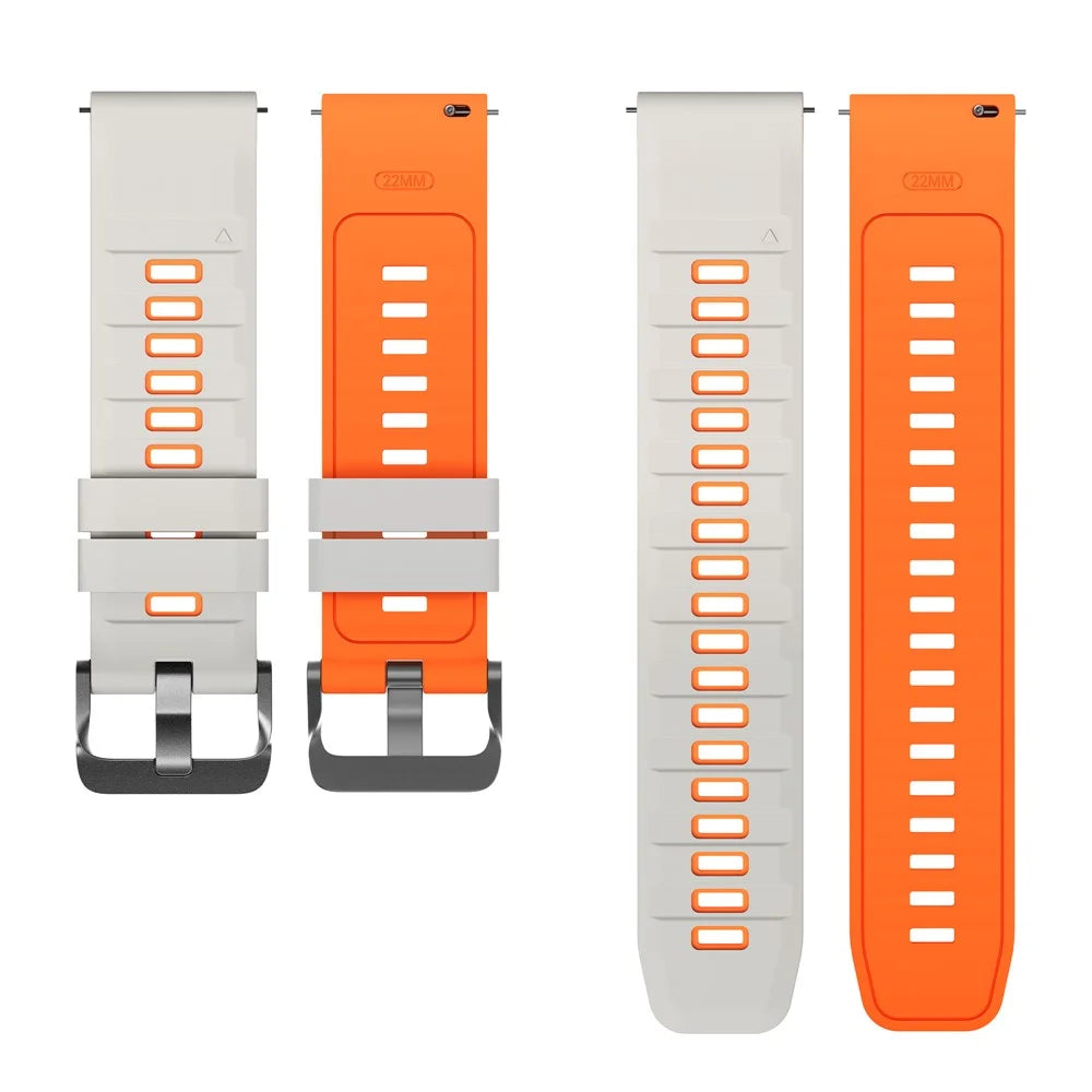22mm Silicone Strap for Huawei Watch GT 5 46mm  /  5 Pro 46mm  /  Samsung Galaxy Watch3 45mm Dual Color Soft Adjustable Watch Band - Starlight  /  Orange - 5