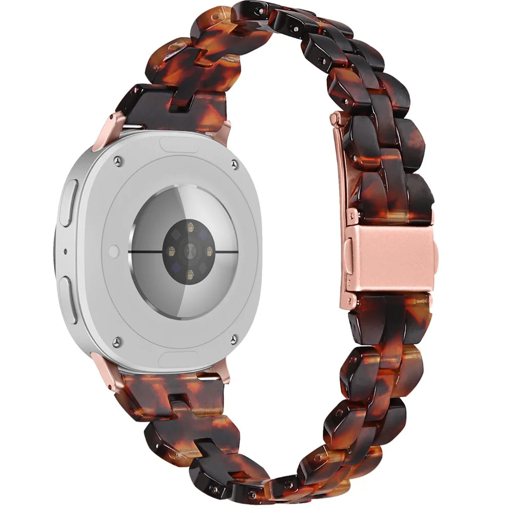 Resin Acrylic Watch Band for Samsung Galaxy Watch8 Classic 46mm / Watch8 44mm / 40mm Rhombus Waterproof Wrist Strap - Tortoiseshell - 1