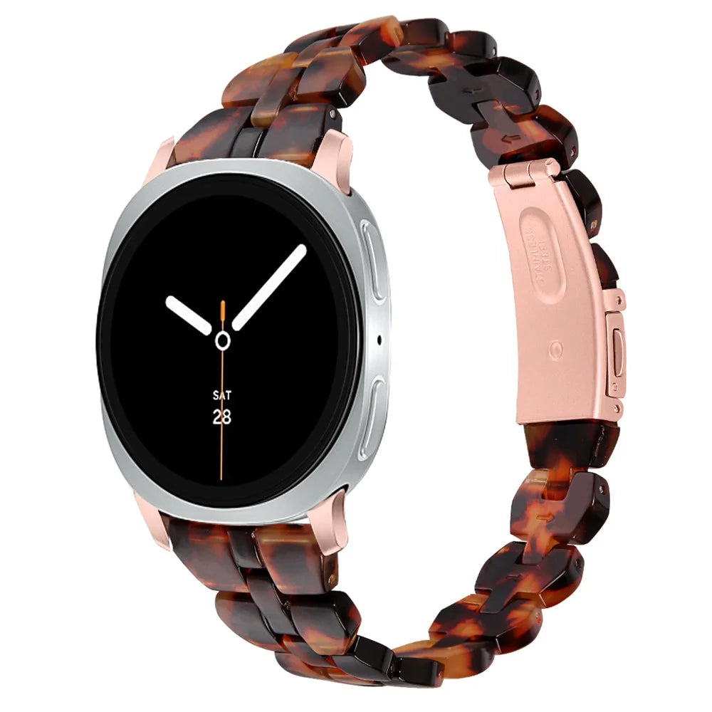 Resin Acrylic Watch Band for Samsung Galaxy Watch8 Classic 46mm / Watch8 44mm / 40mm Rhombus Waterproof Wrist Strap - Tortoiseshell - 2