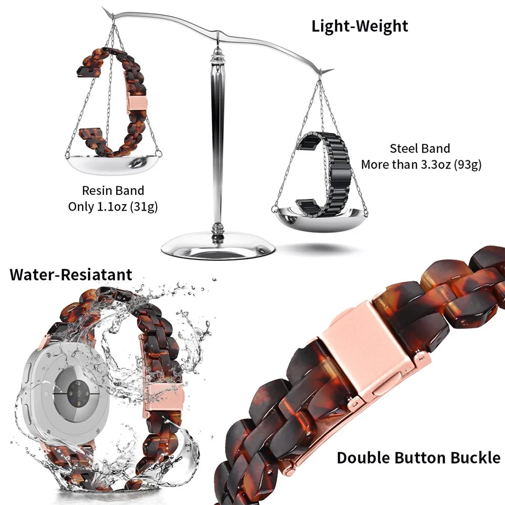 Resin Acrylic Watch Band for Samsung Galaxy Watch8 Classic 46mm / Watch8 44mm / 40mm Rhombus Waterproof Wrist Strap - Tortoiseshell - 3