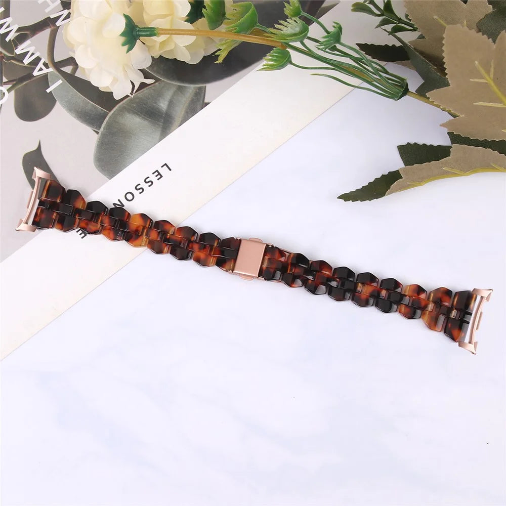 Resin Acrylic Watch Band for Samsung Galaxy Watch8 Classic 46mm / Watch8 44mm / 40mm Rhombus Waterproof Wrist Strap - Tortoiseshell - 5