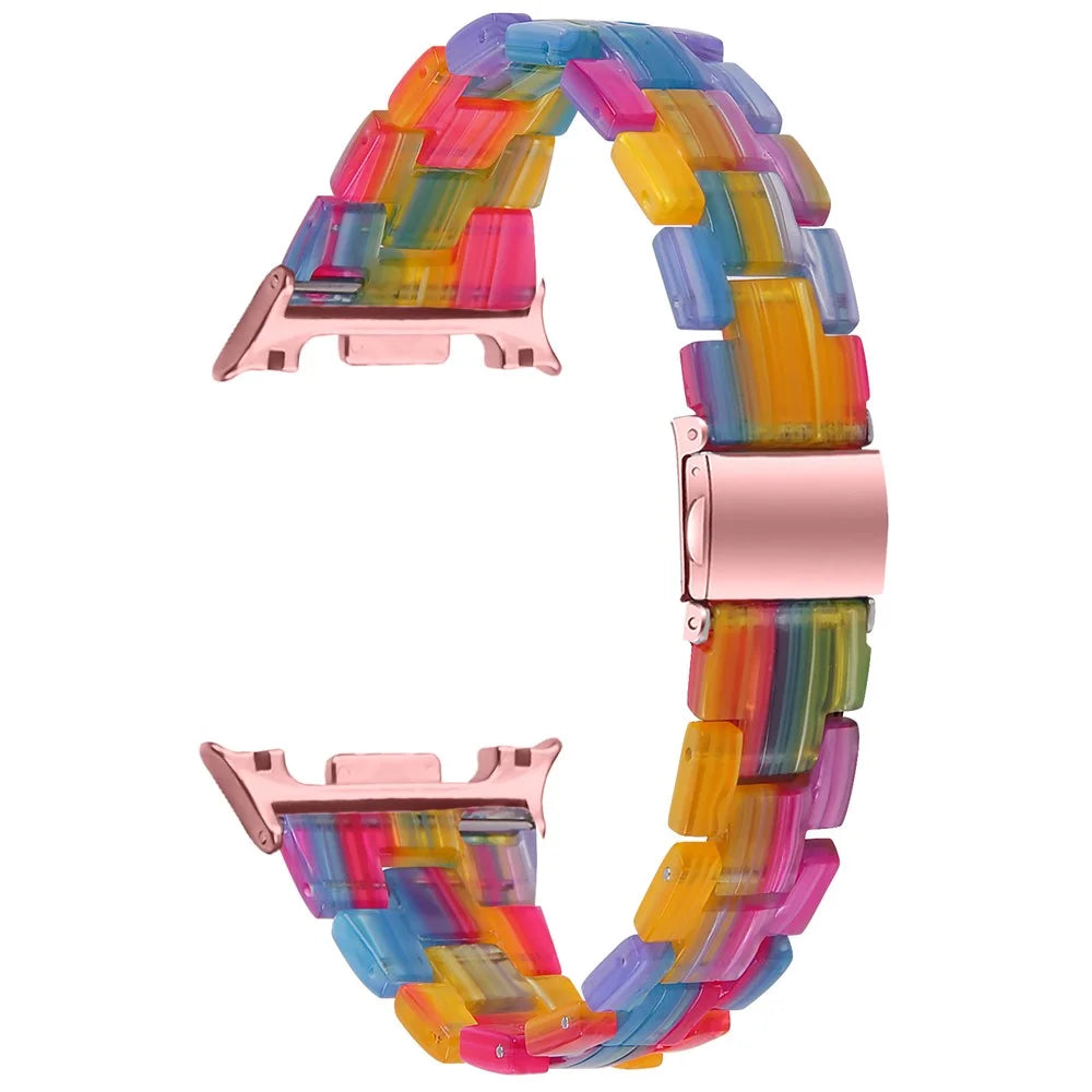Watch Strap for Samsung Galaxy Watch8 Classic 46mm / Watch8 44mm / 40mm Acrylic Resin Waterproof Slim Wrist Band - Rainbow - 1