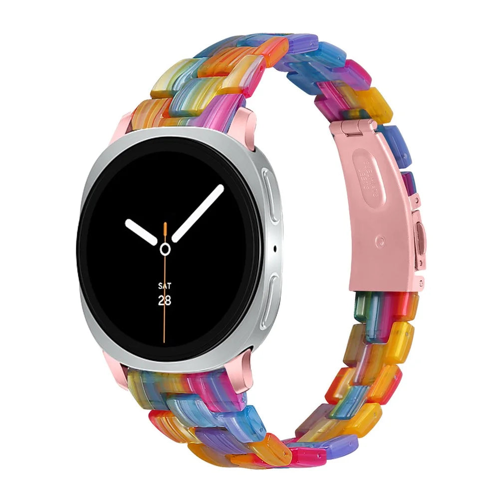 Watch Strap for Samsung Galaxy Watch8 Classic 46mm / Watch8 44mm / 40mm Acrylic Resin Waterproof Slim Wrist Band - Rainbow - 2