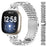For Fitbit Versa 4 / Sense 2 Watch Band 7-Bead D-Shape Rhinestones Decor Silver Stainless Steel Strap - 2