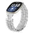 For Fitbit Versa 4 / Sense 2 Watch Band 7-Bead D-Shape Rhinestones Decor Silver Stainless Steel Strap - 3