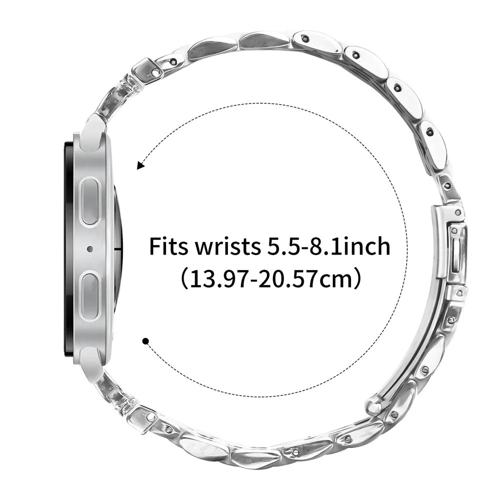 Watch Band for Samsung Galaxy Watch8 Classic 46mm / Watch8 44mm / 40mm 7-Bead D-Shape Rhinestones Decor Silver Stainless Steel Strap - 6