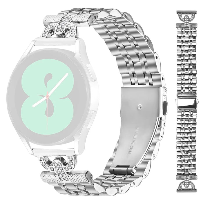 Watch Band for Huawei Watch GT 3 Pro 43mm / GT 3 42mm / Honor Watch ES 7-Bead D-Shape Rhinestones Decor Silver Stainless Steel Strap - 1