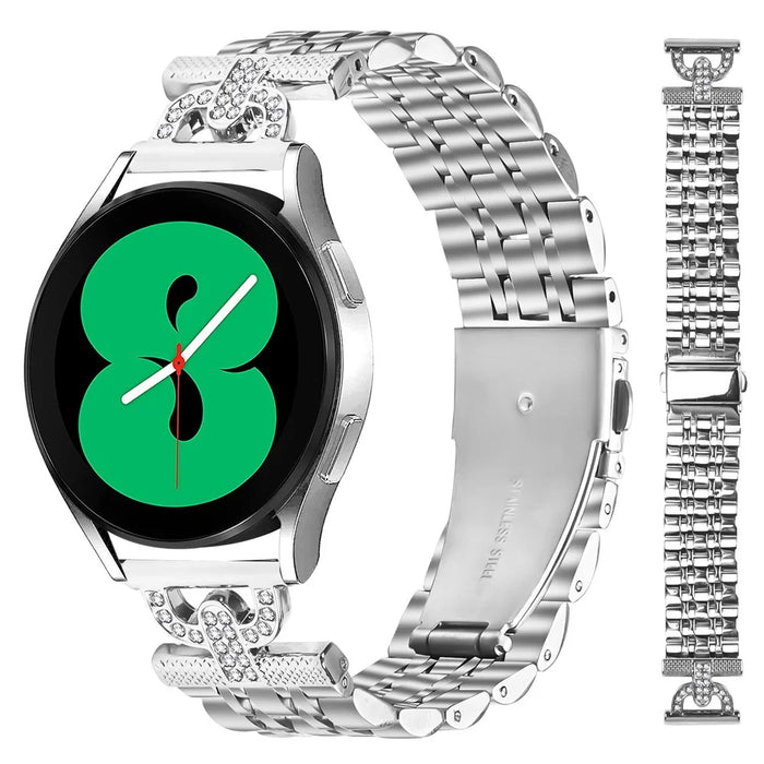 Watch Band for Huawei Watch GT 3 Pro 43mm / GT 3 42mm / Honor Watch ES 7-Bead D-Shape Rhinestones Decor Silver Stainless Steel Strap - 2