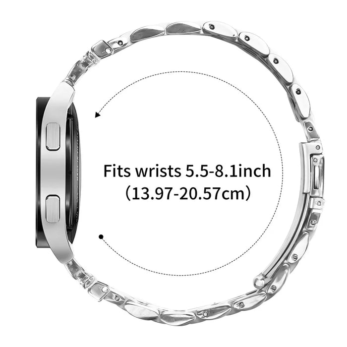 Watch Band for Huawei Watch GT 3 Pro 43mm / GT 3 42mm / Honor Watch ES 7-Bead D-Shape Rhinestones Decor Silver Stainless Steel Strap - 7