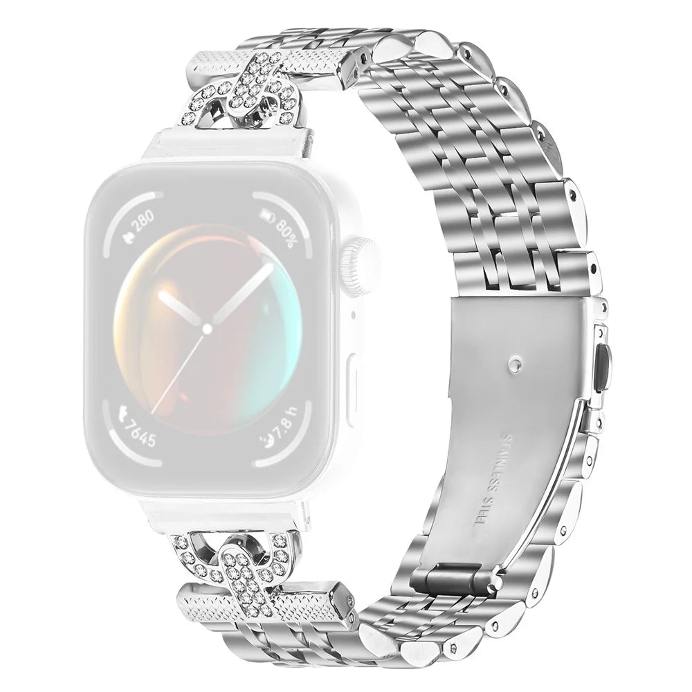 Watch Band for Google Pixel Watch 4 41mm / Watch 3 41mm / Watch 2 / Watch 7-Bead D-Shape Rhinestones Decor Silver Stainless Steel Strap - 1