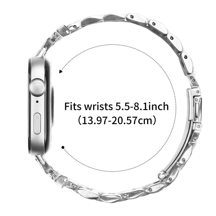 Watch Band for Google Pixel Watch 4 41mm / Watch 3 41mm / Watch 2 / Watch 7-Bead D-Shape Rhinestones Decor Silver Stainless Steel Strap - 7
