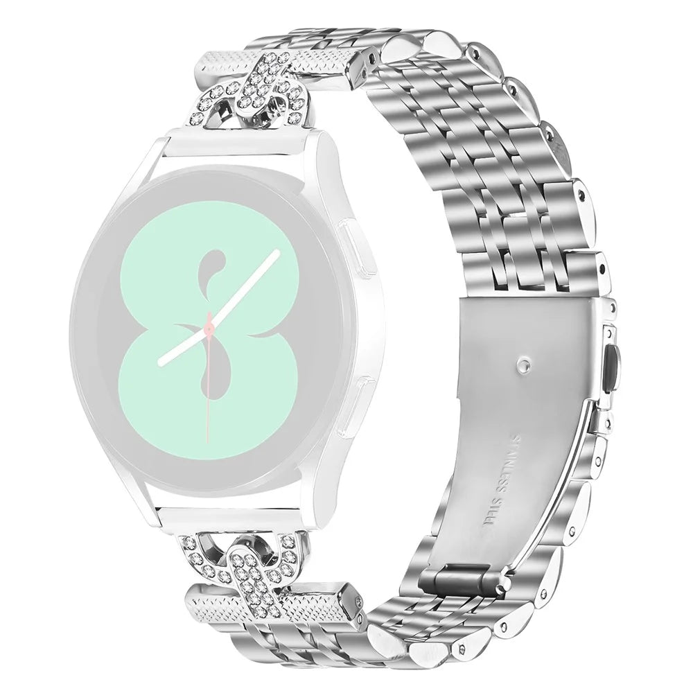 Watch Band for Huami Amazfit GTS 4 Mini / GTS 3 / GTS 2 7-Bead D-Shape Rhinestones Decor Silver Stainless Steel Strap - 1