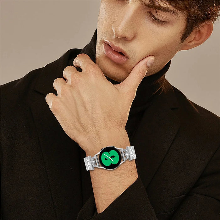 Watch Band for Withings Steel / Misfit Vapor / TicWatch 2 7-Bead D-Shape Rhinestones Decor Silver Stainless Steel Strap - 4