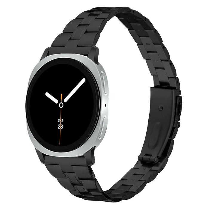 Stainless Steel Electroplating Watch Band for Samsung Galaxy Watch8 Classic 46mm / Watch8 44mm / 40mm Three Bead Slim Wrist Strap - Black - 2