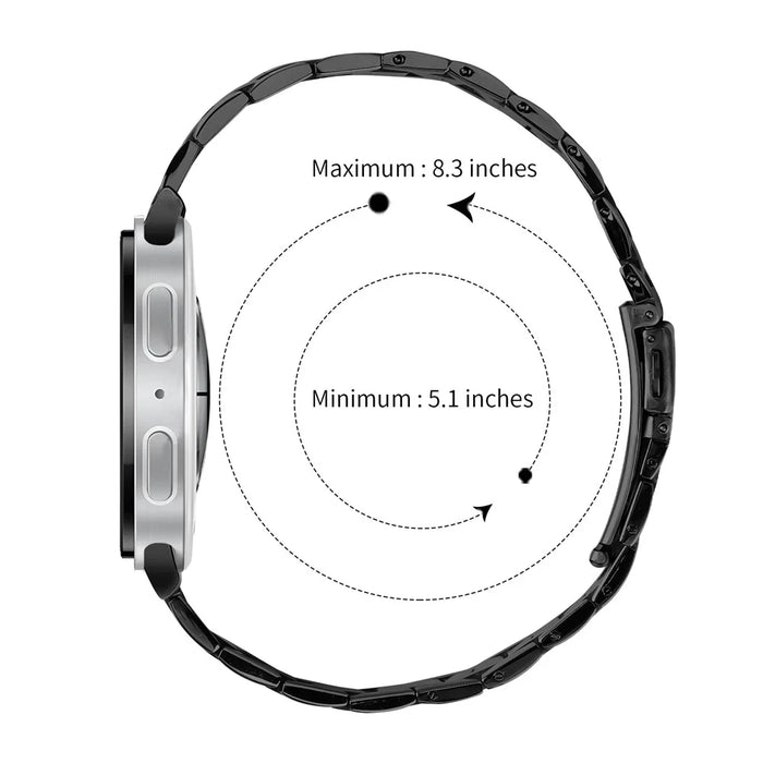 Stainless Steel Electroplating Watch Band for Samsung Galaxy Watch8 Classic 46mm / Watch8 44mm / 40mm Three Bead Slim Wrist Strap - Black - 6