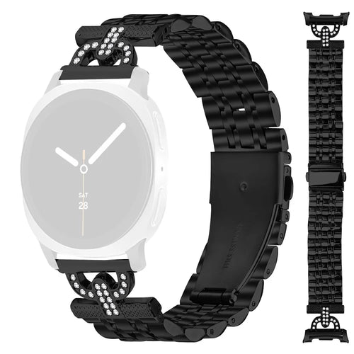 Watch Band for Samsung  Galaxy Watch Ultra2 47mm / Watch Ultra (2025) 47mm / Watch Ultra 47mm Rhinestones Decor Stainless Steel Colored Watch Strap - Black - 1