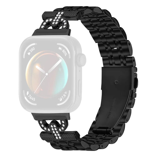 Watch Band for Google Pixel Watch 4 41mm / Watch 3 41mm / Watch 2 / Watch 7-Bead D-Shape Rhinestones Decor Stainless Steel Colored Watch Strap - Black - 1