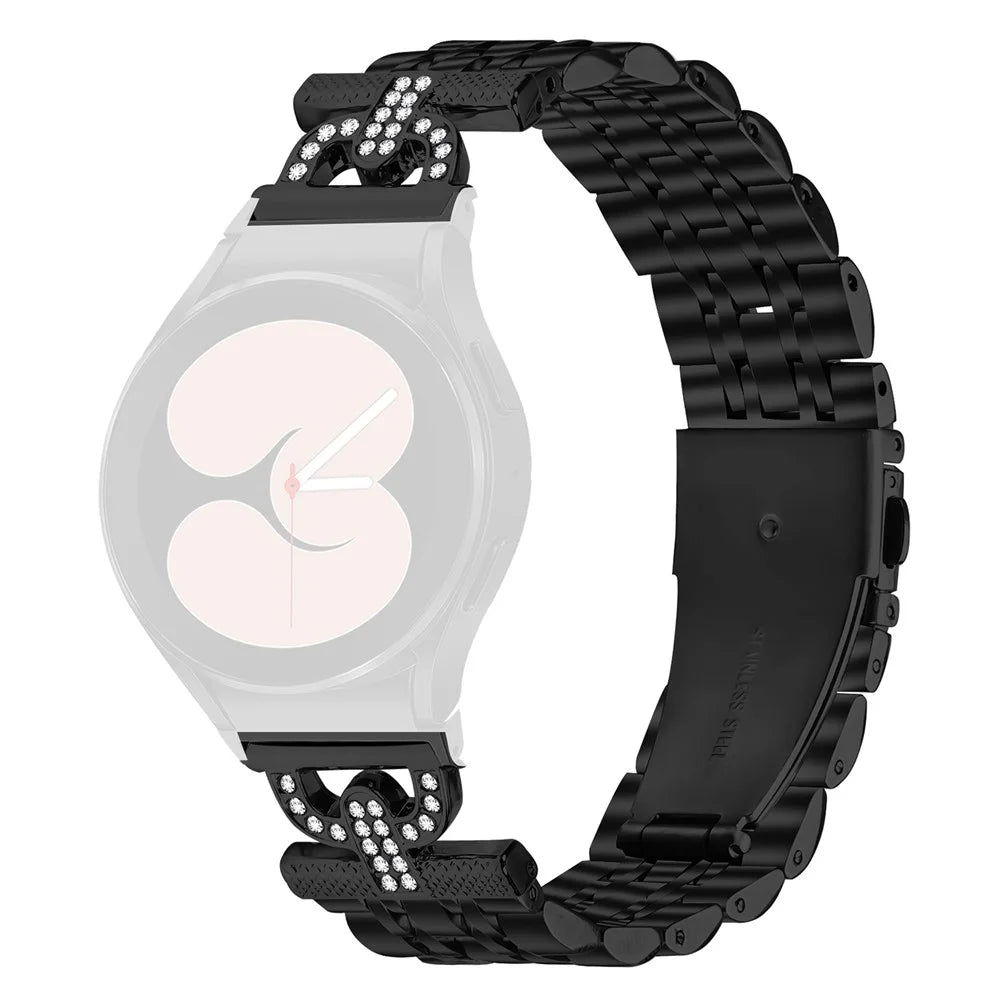 Watch Band for Samsung Galaxy Watch6 Classic 47mm / 43mm / Watch6 44mm / 40mm Stainless Steel Strap with Quick Release Connector - Black - 1