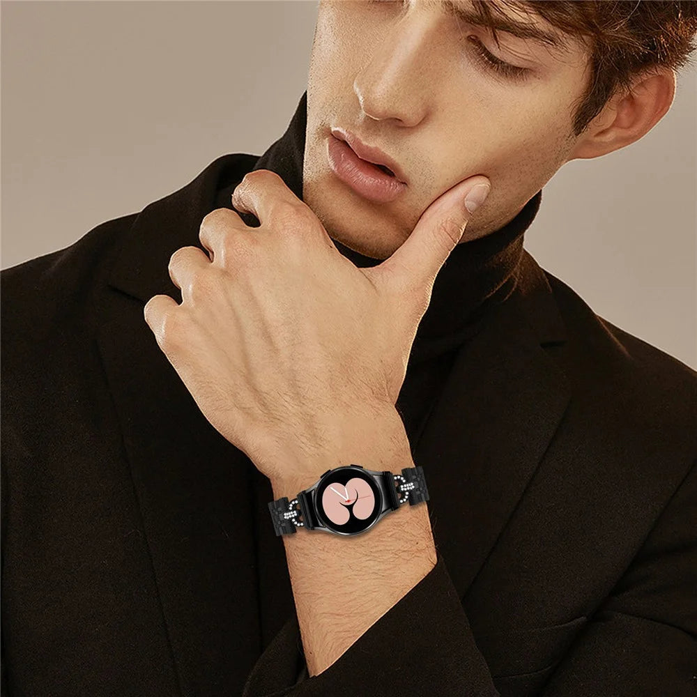 Watch Band for Samsung Galaxy Watch6 Classic 47mm / 43mm / Watch6 44mm / 40mm Stainless Steel Strap with Quick Release Connector - Black - 5
