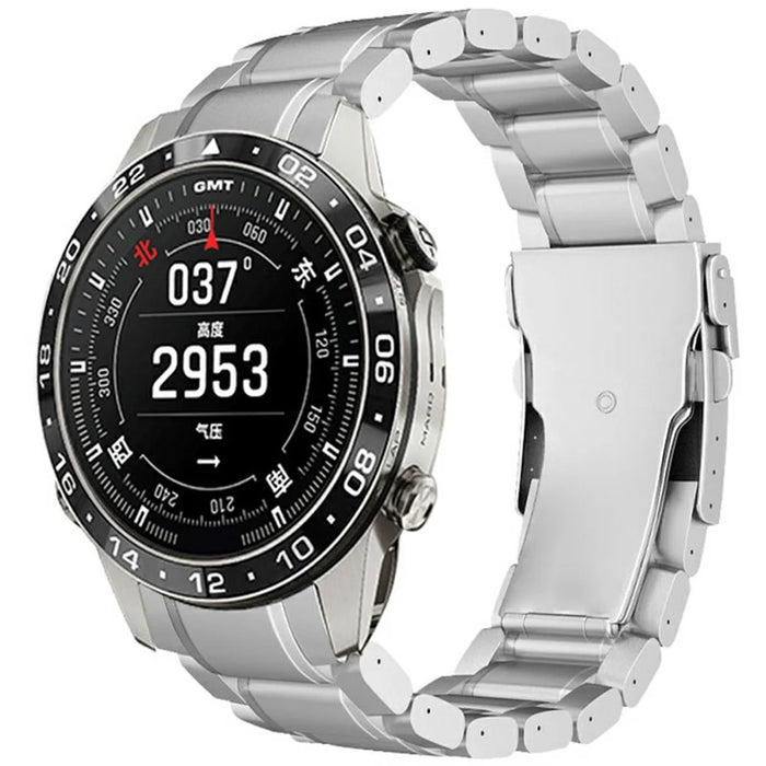 22mm Titanium Alloy Band for Garmin quatix 8 47mm  /  Fenix 7  /  MARQ 2 Captain Quick Release Curved 5-Bead Watch Strap - Silver - 2