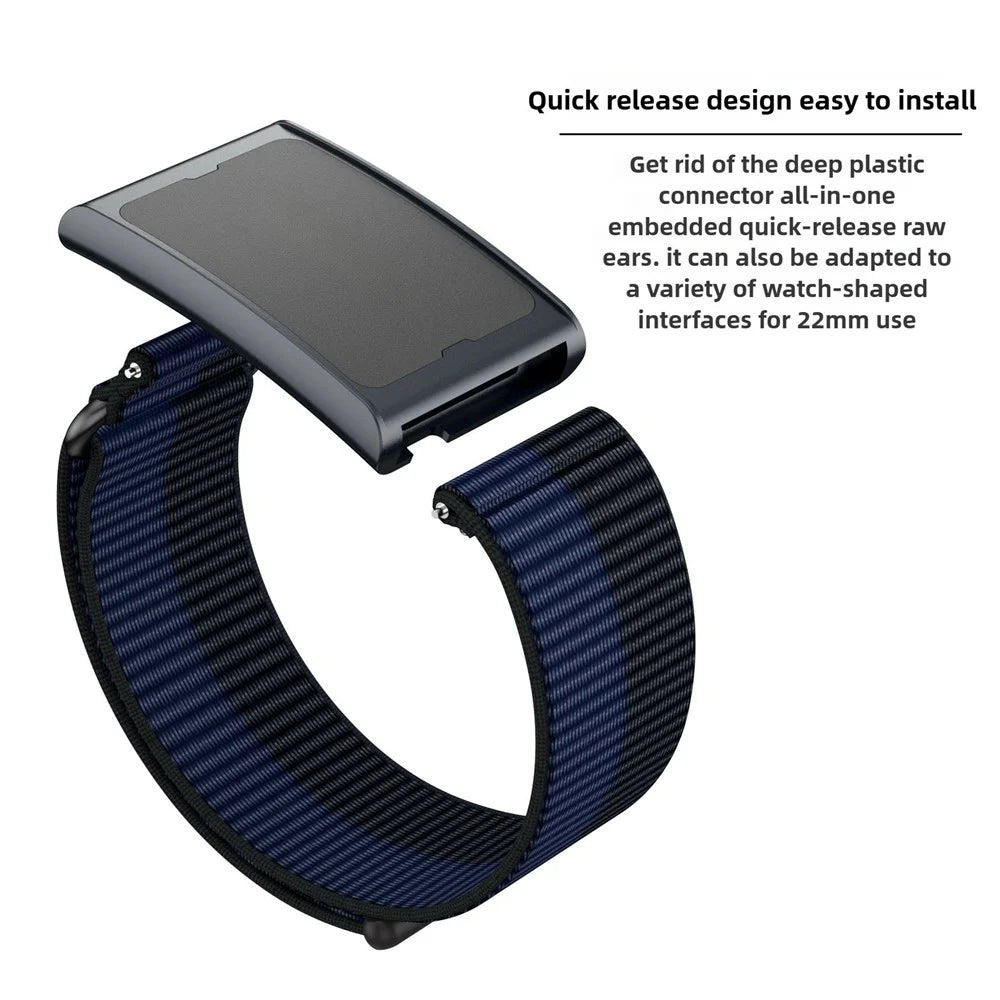 22mm Wrist Strap for Huami Amazfit GTR 47mm / Samsung Galaxy Watch3 45mm / Gear S3 Classic Magic Tape Nylon Loop Watch Band - Dark Blue - 3