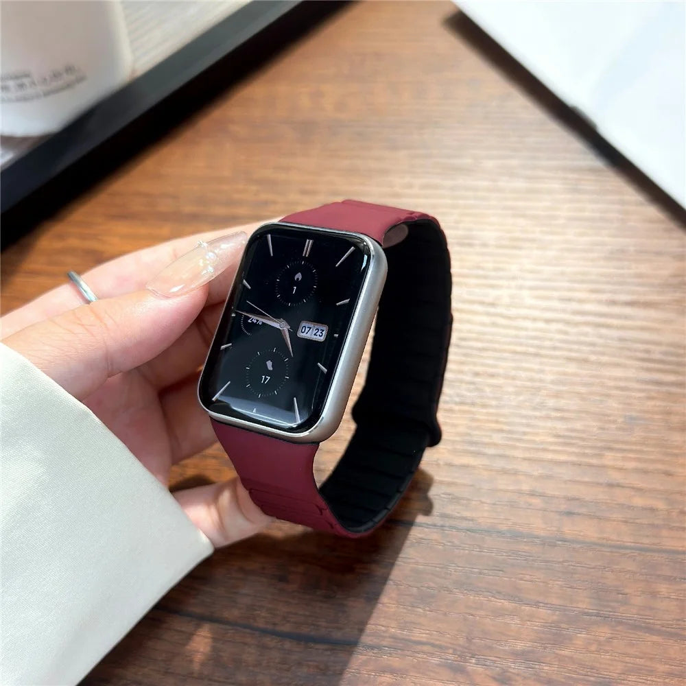 3-Bead Magnetic Strap for Xiaomi Smart Band 10 Pro / 9 Pro / 8 Pro / Redmi Watch 6 / 5 / 4 Silicone Watch Band - Wine Red / Black - 3