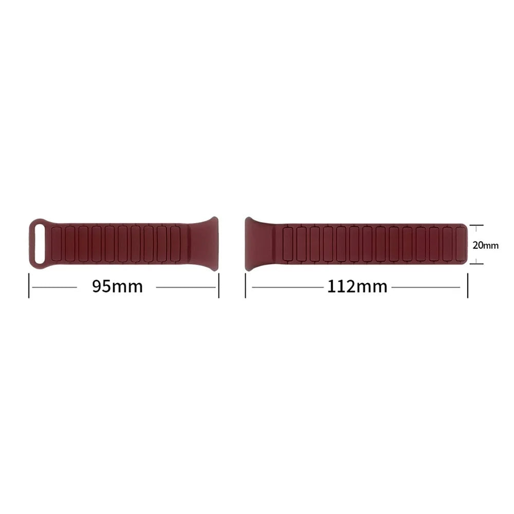 3-Bead Magnetic Strap for Xiaomi Smart Band 10 Pro / 9 Pro / 8 Pro / Redmi Watch 6 / 5 / 4 Silicone Watch Band - Wine Red / Black - 6