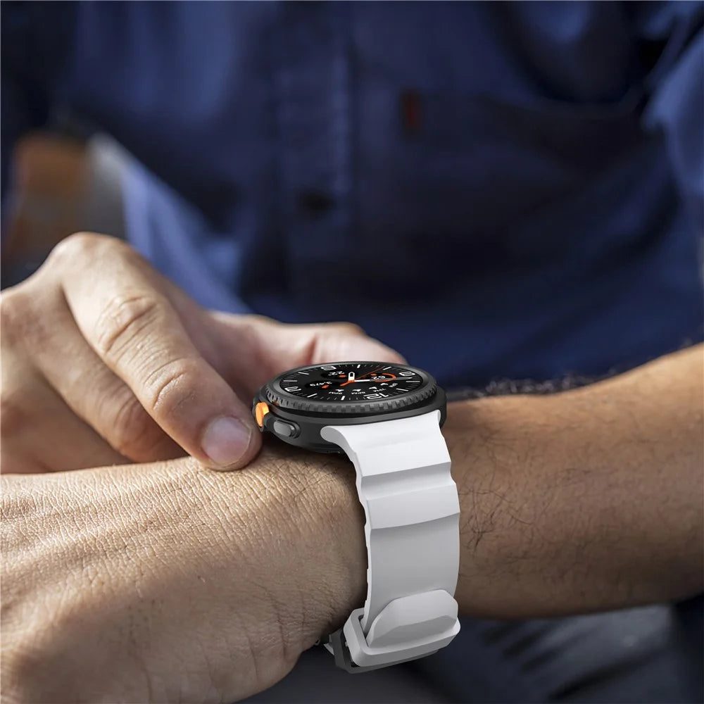 Watch Band For Samsung Galaxy Watch8 40mm 44mm / Watch8 Classic 46mm Sports Silicone Wrist Strap - White - 6