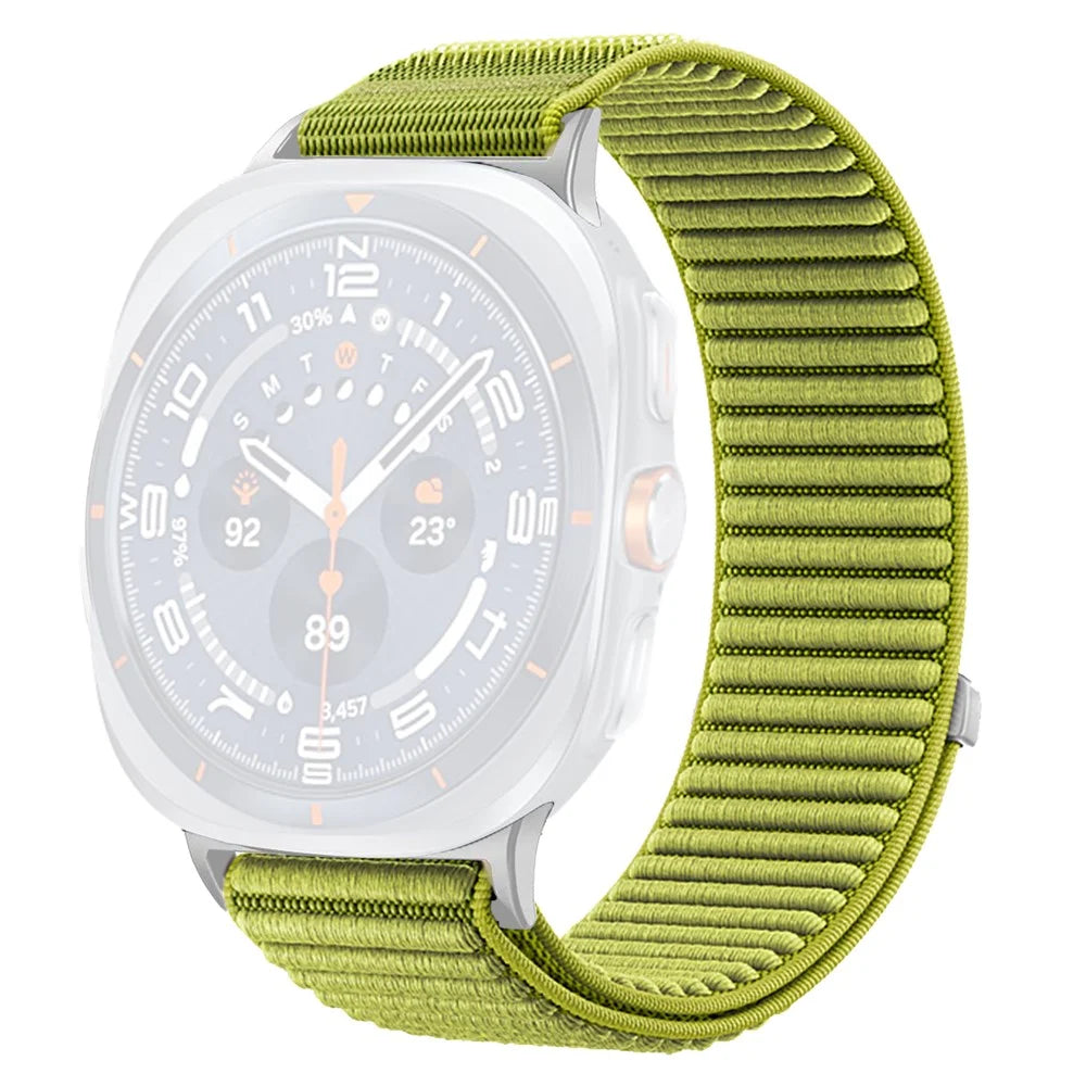 Woven Nylon Strap for Samsung Galaxy Watch Ultra2 47mm / Watch Ultra (2025) 47mm / Watch Ultra 47mm Magic Tape Watch Band - Green - 1