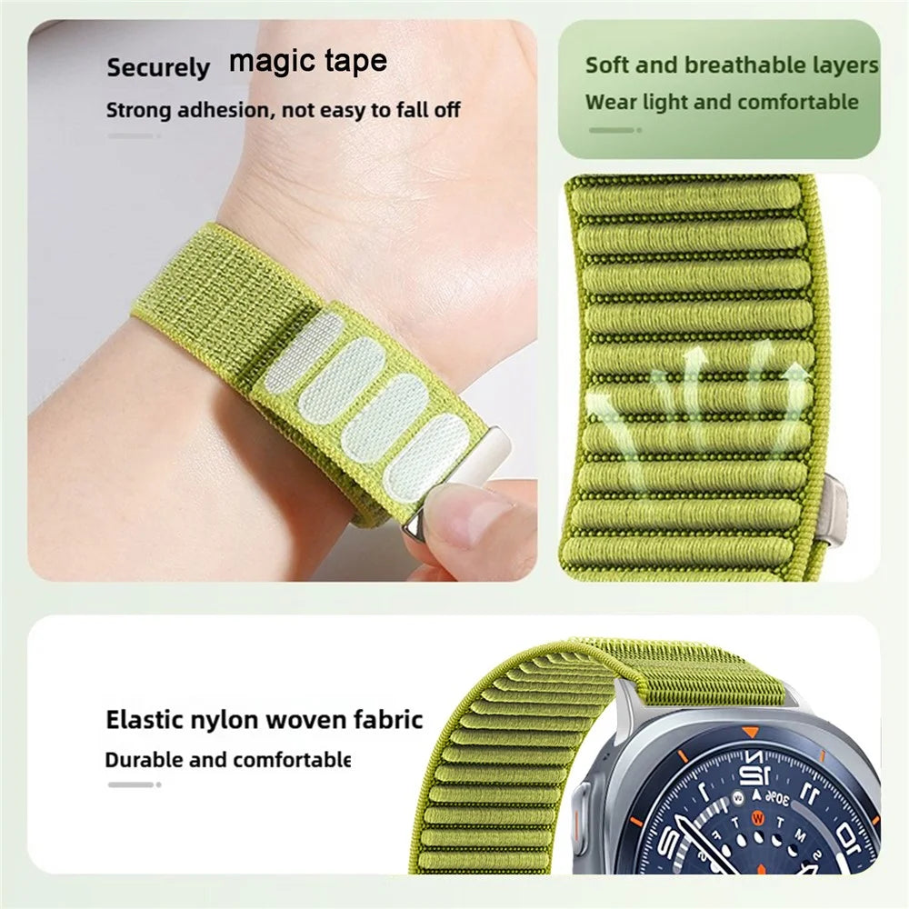 Woven Nylon Strap for Samsung Galaxy Watch Ultra2 47mm / Watch Ultra (2025) 47mm / Watch Ultra 47mm Magic Tape Watch Band - Green - 3