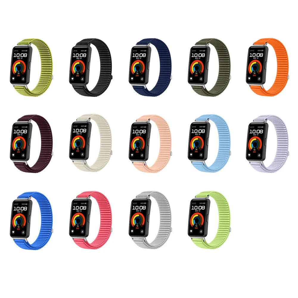 Woven Nylon Strap for Huawei Band 10 / 9 / 8 Magic Tape Watch Band - Green - 6