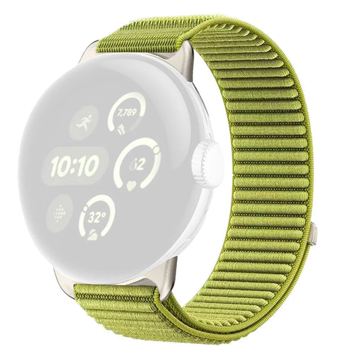 Woven Nylon Strap for Google Pixel Watch 4 41mm / Watch 3 41mm / Watch 2 / Watch Magic Tape Watch Band - Green - 1