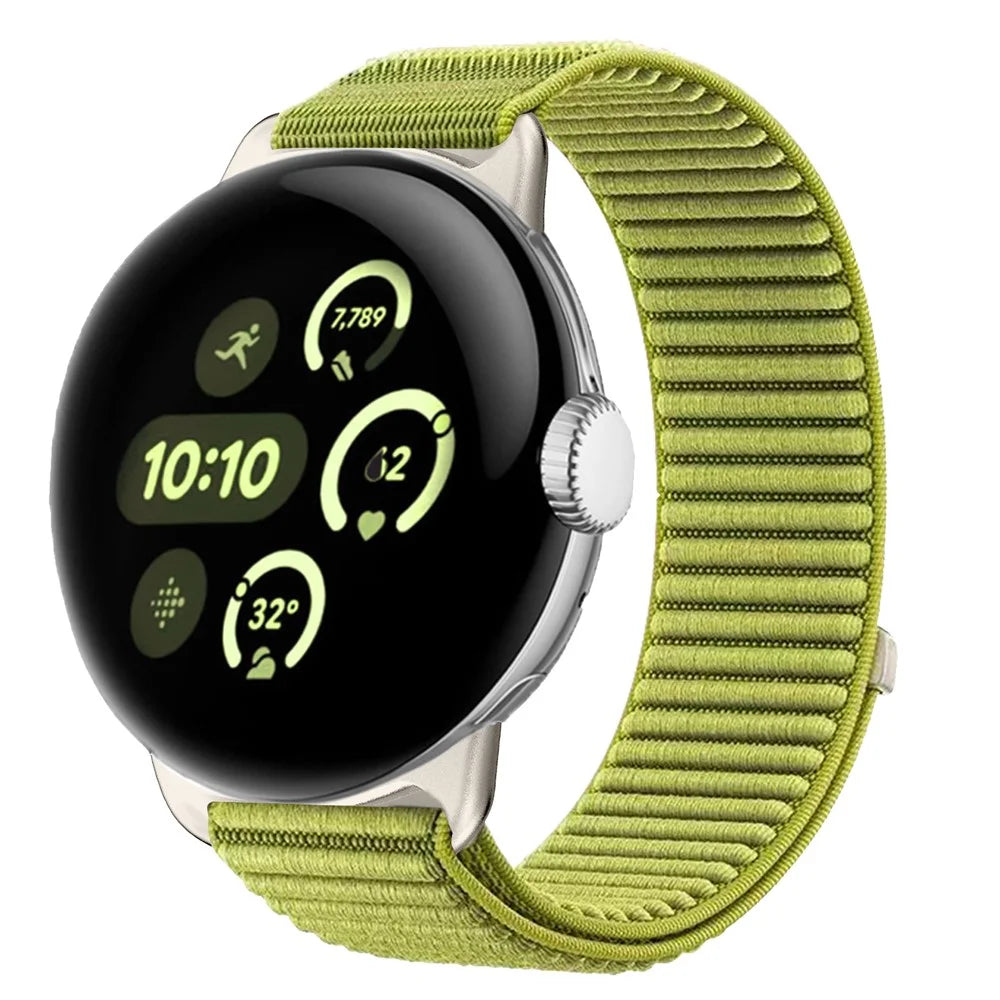 Woven Nylon Strap for Google Pixel Watch 4 41mm / Watch 3 41mm / Watch 2 / Watch Magic Tape Watch Band - Green - 2