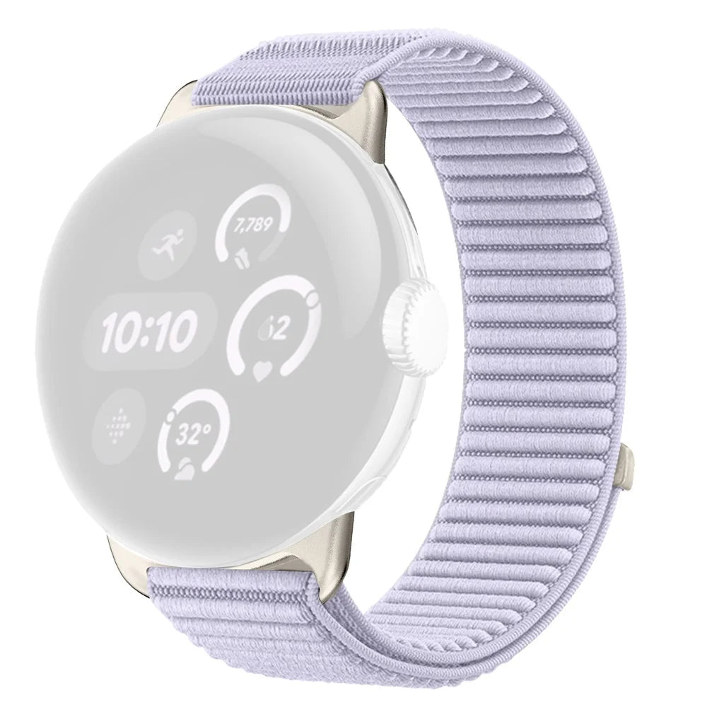 Woven Nylon Strap for Google Pixel Watch 4 45mm / Watch 3 45mm Magic Tape Watch Band - Purple - 1