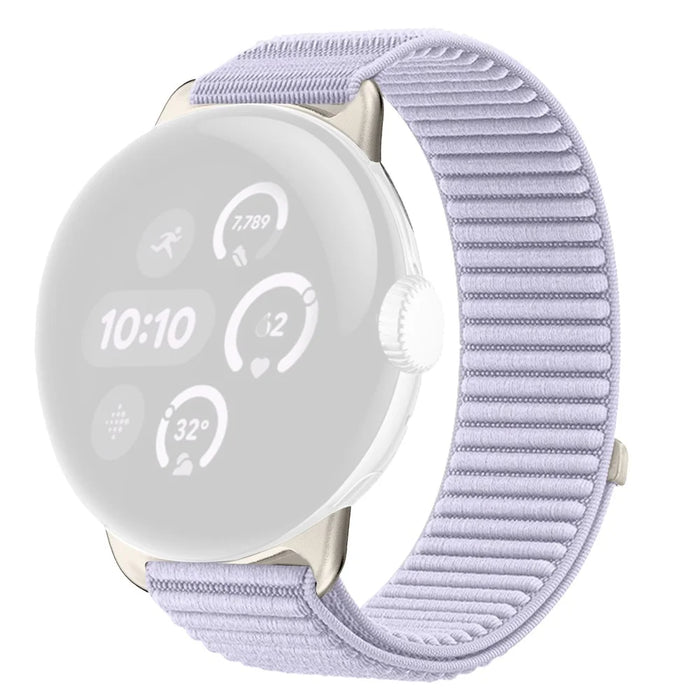 Woven Nylon Strap for Google Pixel Watch 4 45mm / Watch 3 45mm Magic Tape Watch Band - Purple - 1