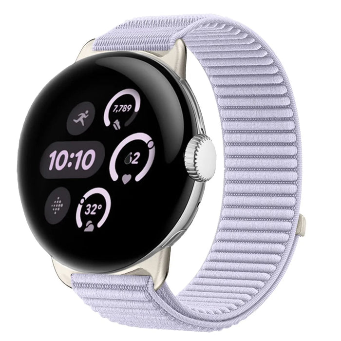 Woven Nylon Strap for Google Pixel Watch 4 45mm / Watch 3 45mm Magic Tape Watch Band - Purple - 2