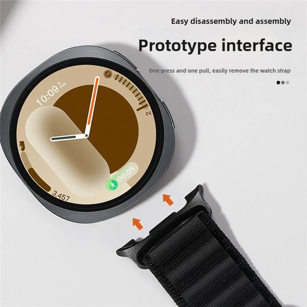 Wrist Band for Samsung Galaxy Watch8 44mm / 40mm / 8 Classic 46mm Nylon Watch Strap with G Hook - Black+Black - 3