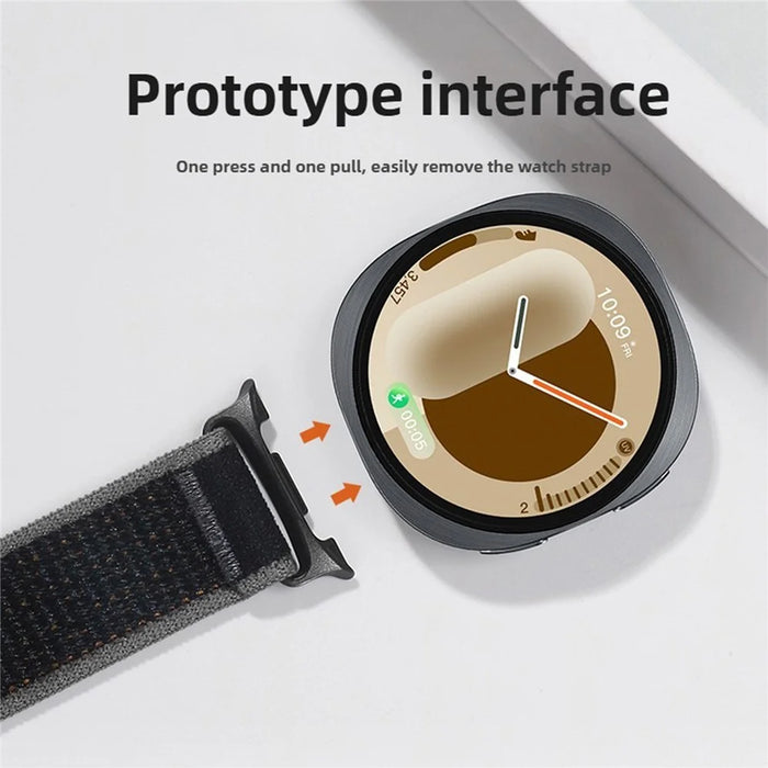 Nylon Watch Band for Samsung Galaxy Watch8 44mm / 40mm / 8 Classic 46mm Loop Design Magic Tape Replacement Strap - White Stripe - 3