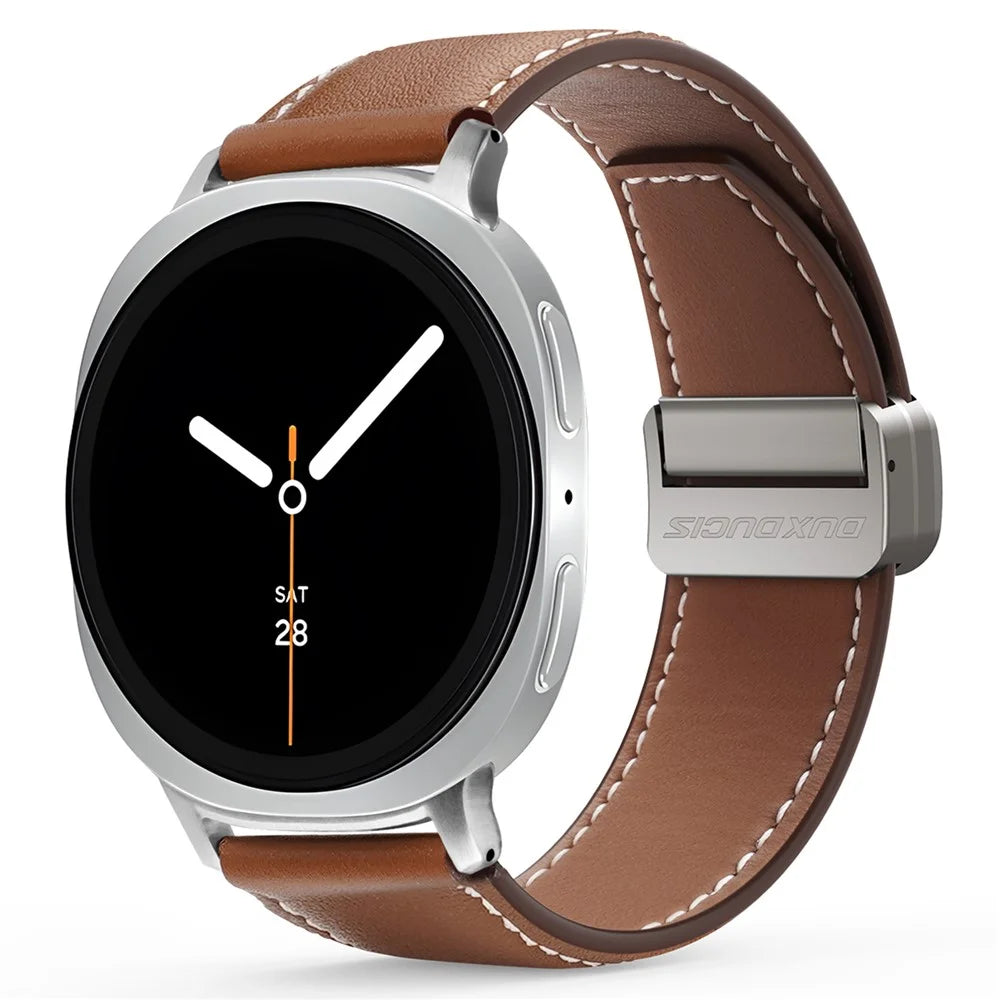 DUX DUCIS YA Series for Samsung Galaxy Watch8 Classic 46mm / Watch8 44mm / 40mm Genuine Cow Leather Strap Magnetic Band - Brown - 2