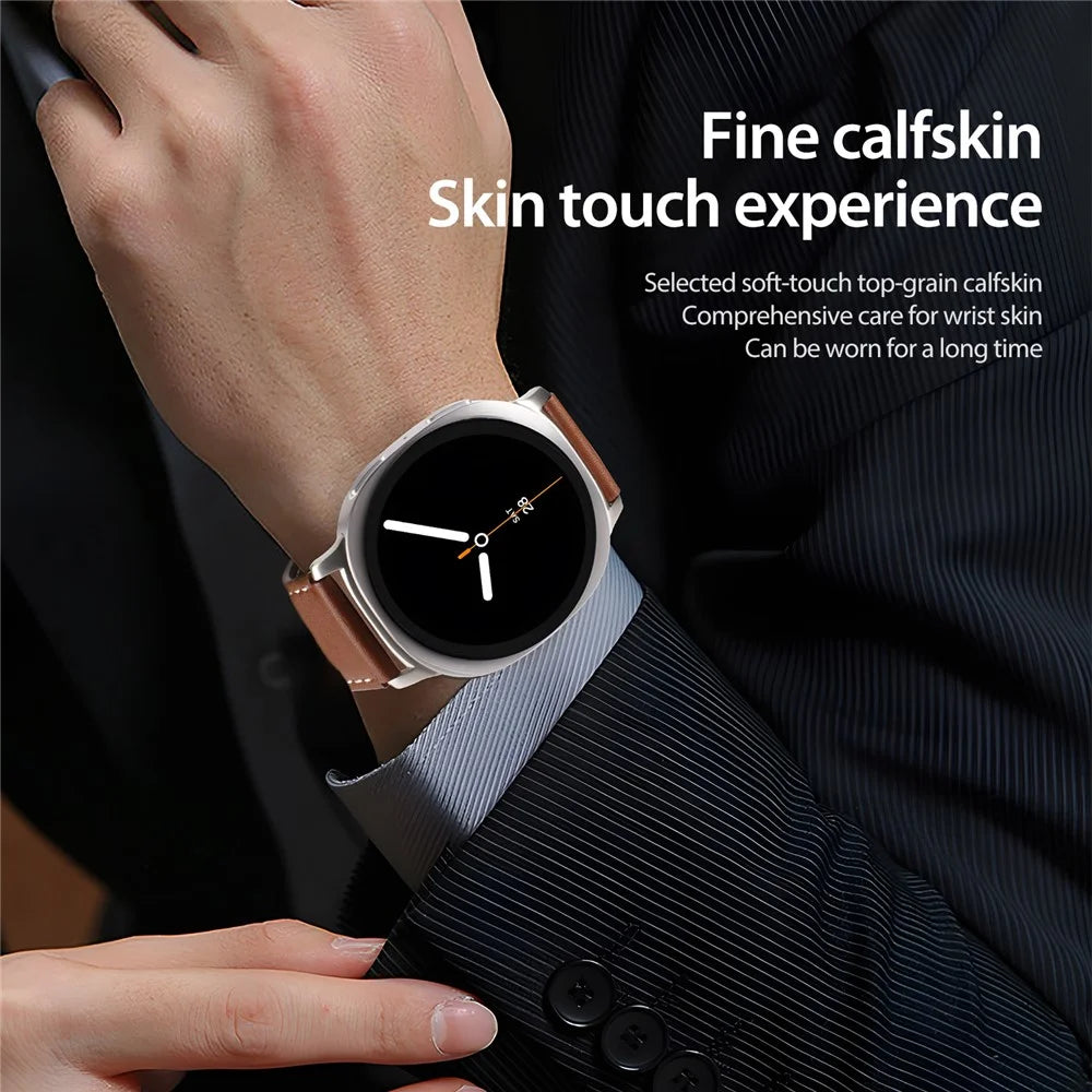 DUX DUCIS YA Series for Samsung Galaxy Watch8 Classic 46mm / Watch8 44mm / 40mm Genuine Cow Leather Strap Magnetic Band - Brown - 5