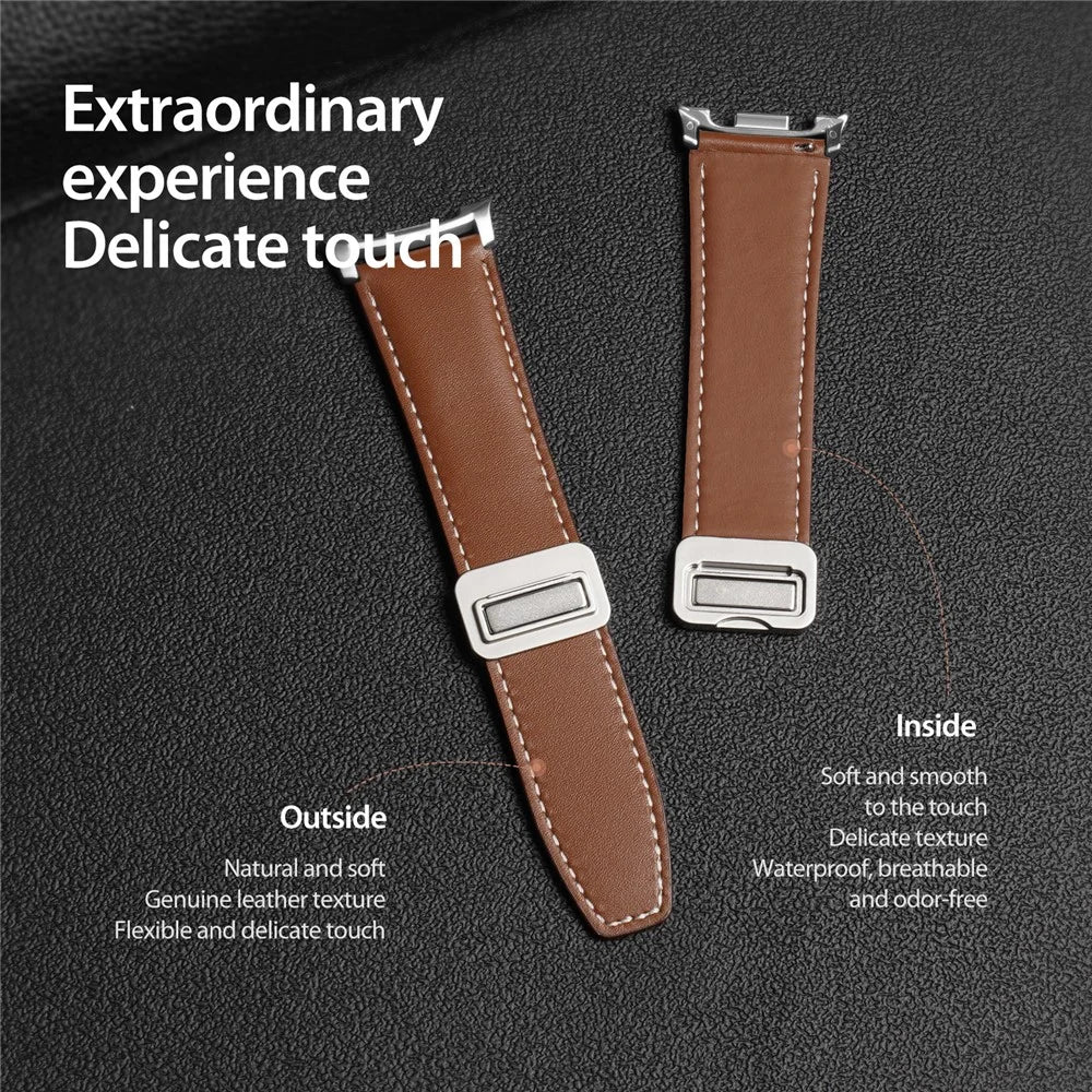 DUX DUCIS YA Series for Samsung Galaxy Watch8 Classic 46mm / Watch8 44mm / 40mm Genuine Cow Leather Strap Magnetic Band - Brown - 6