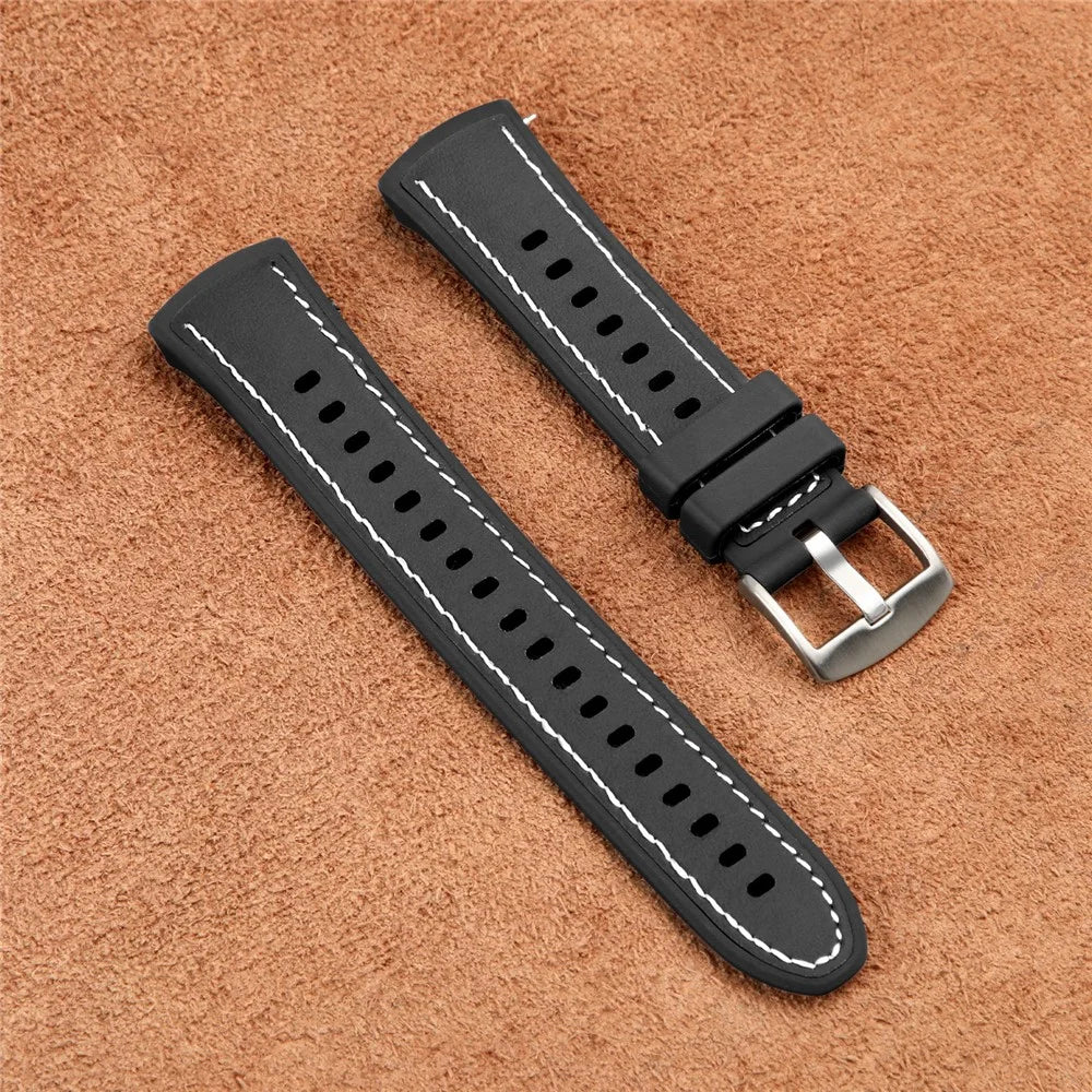 For Huawei Watch 5 46mm Watch Band Microfiber Leather Silicone Adjustable Wrist Strap - Black - 3