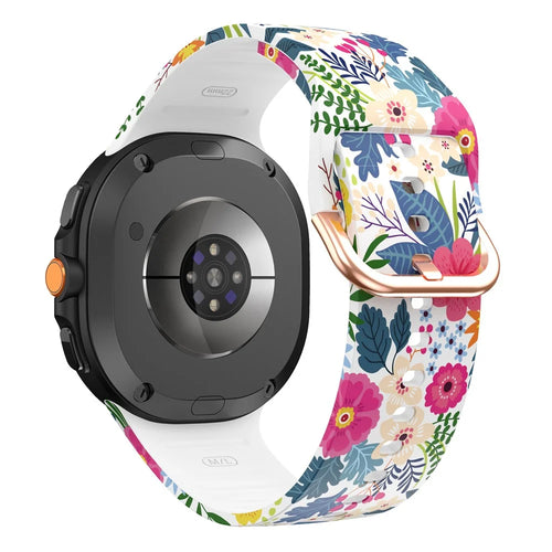 Silicone Strap for Samsung Galaxy Watch8 44mm / 40mm / 8 Classic 46mm Pattern Printing Replacement Watch Band - Flowers - 1