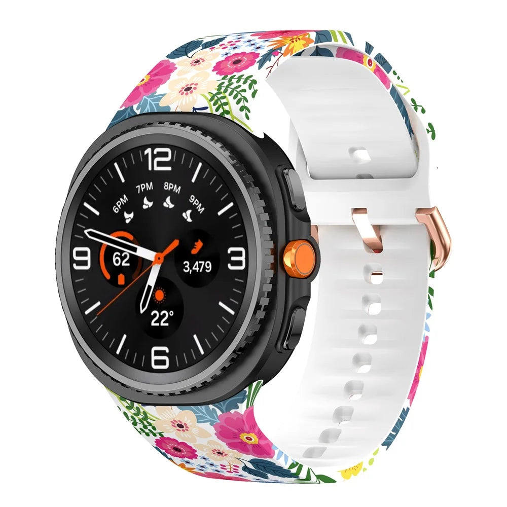 Silicone Strap for Samsung Galaxy Watch8 44mm / 40mm / 8 Classic 46mm Pattern Printing Replacement Watch Band - Flowers - 4