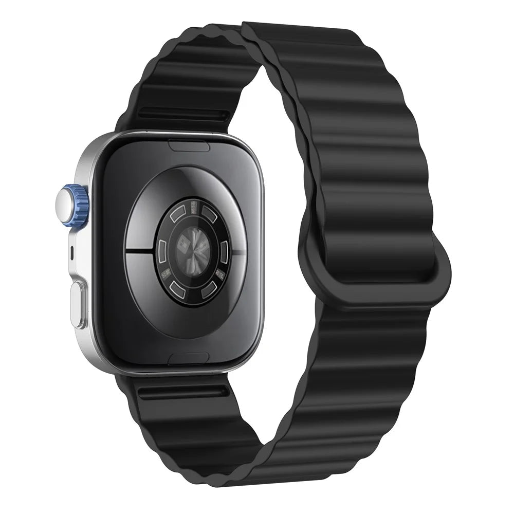 For Huawei Watch Fit 4 Pro / 4 / 3 Magnetic Band Wave Pattern Adjustable Replacement Silicone Watch Strap - Black - 3