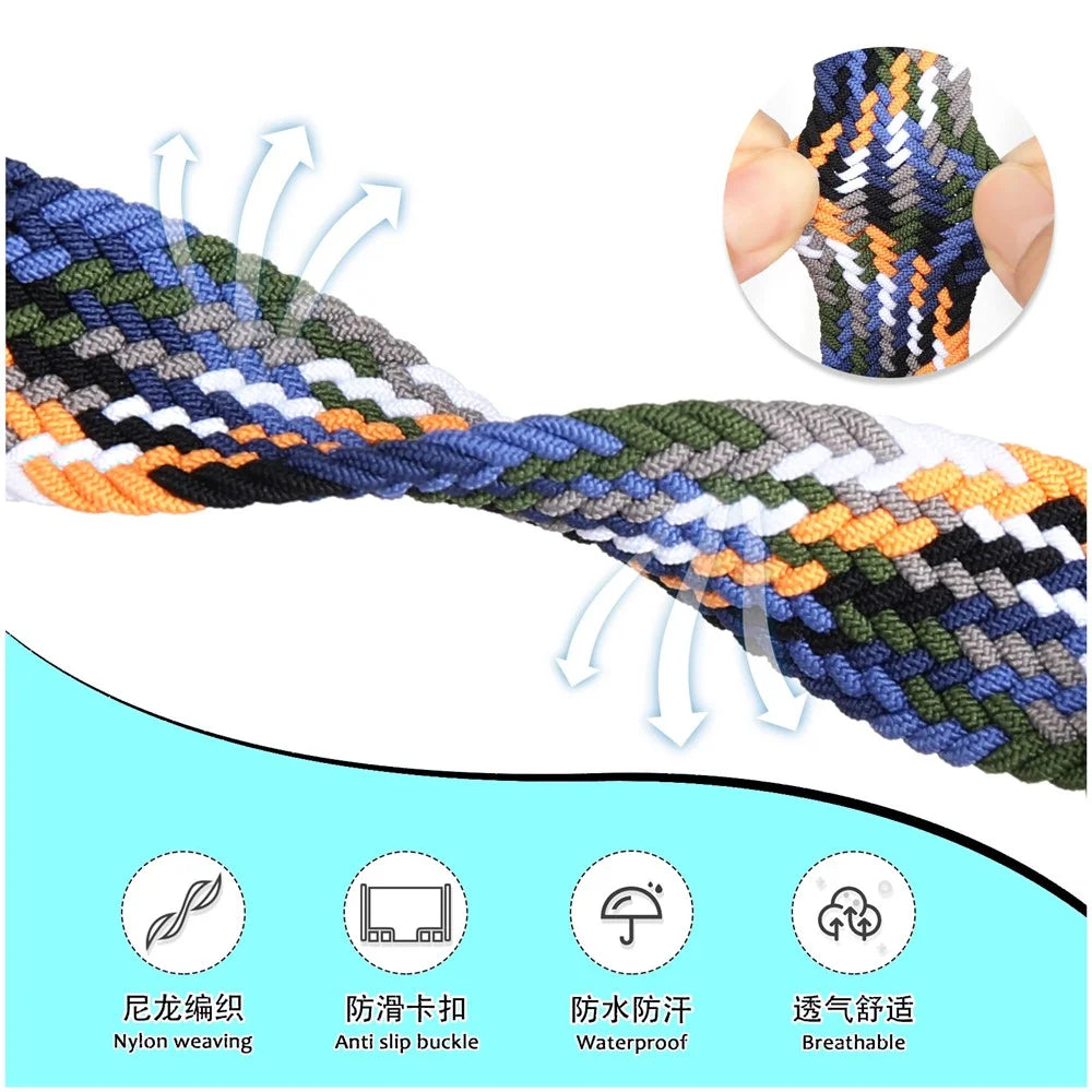 18mm Nylon Braid Watch Strap for Huawei Watch GT 5 41mm / GT 4 41mm Magnetic Buckle Wrist Band - White Rainbow - 2