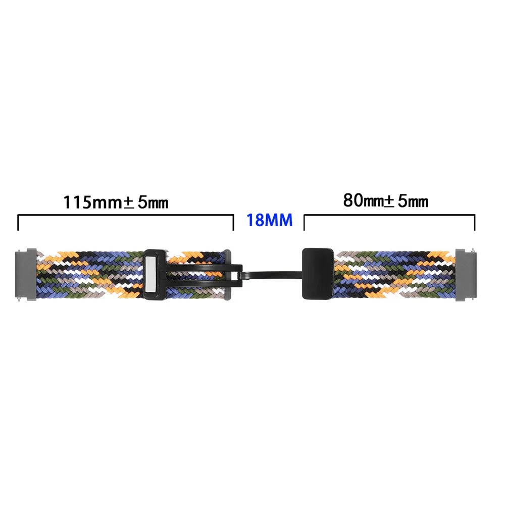 18mm Nylon Braid Watch Strap for Huawei Watch GT 5 41mm / GT 4 41mm Magnetic Buckle Wrist Band - White Rainbow - 4
